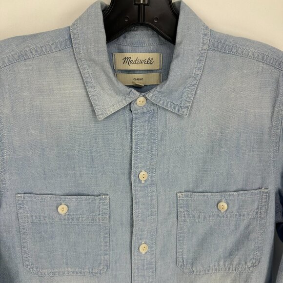Madewell Chambray Button Down Top Light Wash Denim Long Sleeve Cotton Classic - Picture 6 of 7